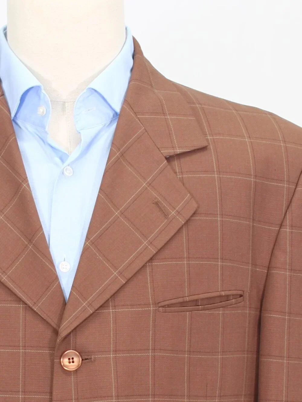 Stacy Adams 42R 35x30 Brown Full Suit 4-Button Check R917